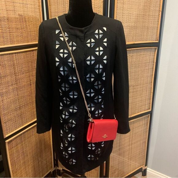 Laundry by Shelli Segal Jacket Geometric Cutout Coat Size 4 Chic Layering Piece - Picture 4 of 11